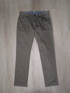 Peter Millar Crown Ultimate Sateen 5-Pocket Straight Chino Khaki Pants Sz 34